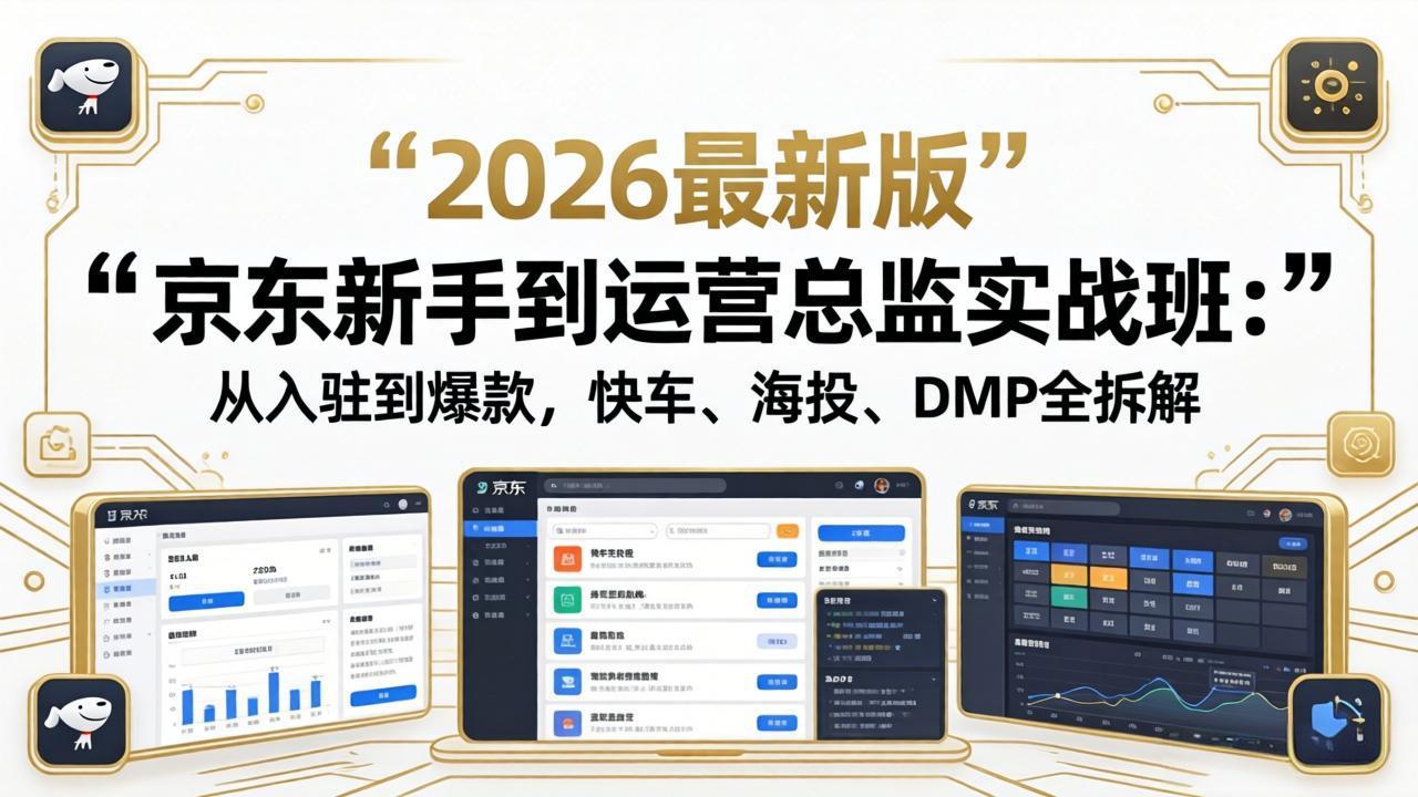 京东新手到运营总监实战班：从入驻到爆款，快车、海投、DMP全拆解，2026最新版-dabaowz