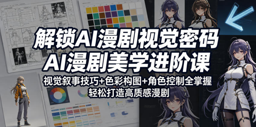 解锁AI漫剧视觉密码，AI漫剧美学进阶课，视觉叙事技巧+色彩构图+角色控制全掌握，轻松打造高质感漫剧-dabaowz