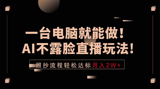 一台电脑就能做！AI不露脸直播玩法，照抄流程轻松达标月入2W+-dabaowz