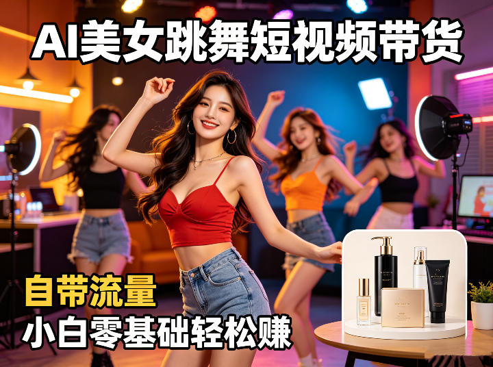 AI美女跳舞短视频带货：自带流量，小白零基础轻松賺，详细拆解-dabaowz