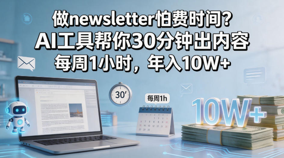做newsletter怕费时间？AI工具帮你30分钟出内容，每周1小时，年入10W+！【原创双语字幕】-dabaowz