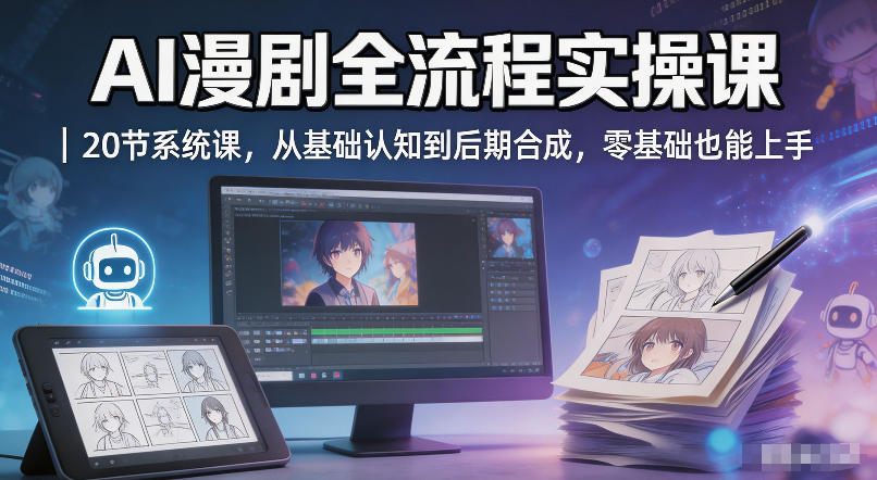 AI漫剧全流程实操课｜20节系统课，从基础认知到后期合成，零基础也能上手-dabaowz