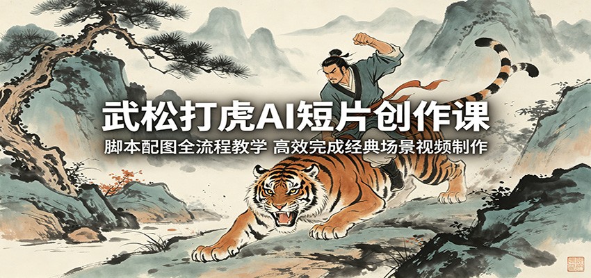 武松打虎AI短片创作课：脚本配图全流程教学，高效完成经典场景视频制作-dabaowz