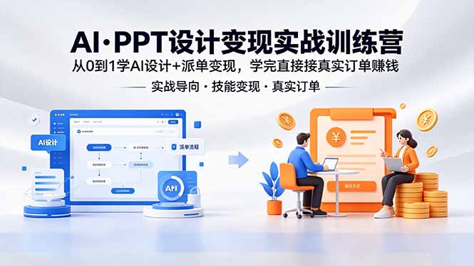 AI·PPT设计变现实战训练营，从0到1学AI设计+派单变现，学完直接接真实订单赚钱-dabaowz