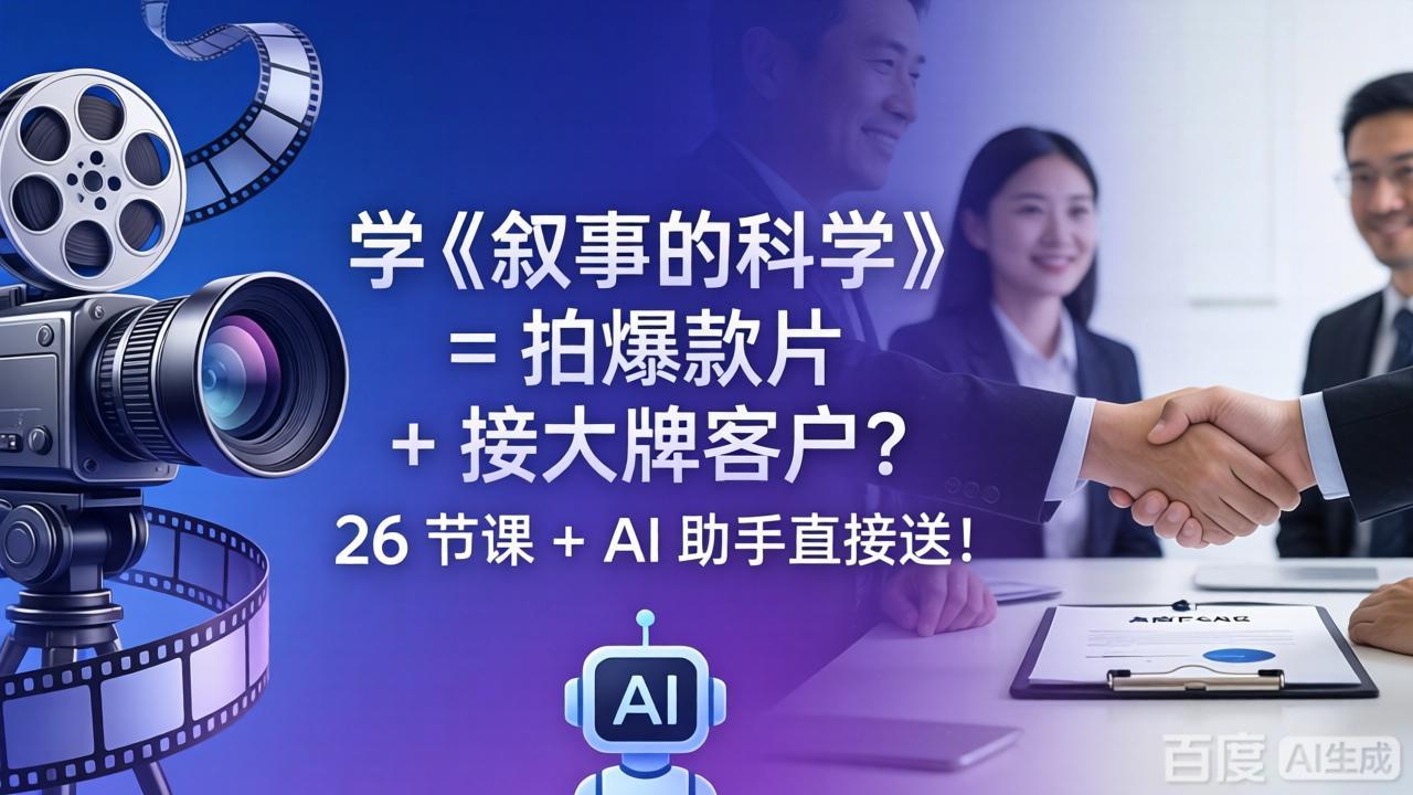 学《叙事的科学》= 拍爆款片 + 接大牌客户？26 节课 + AI 助手直接送！-dabaowz