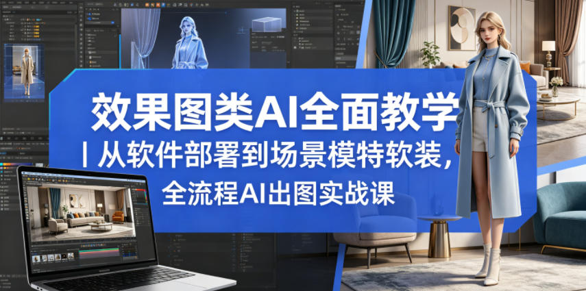 效果图类AI全面教学｜从软件部署到场景模特软装，全流程AI出图实战课-dabaowz