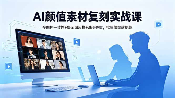 AI颜值素材复刻实战课，多图控一致性+提示词反推+洗图去重，批量做爆款视频-dabaowz