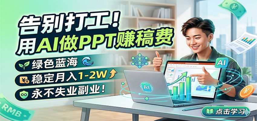 告别打工！用AI做PPT赚稿费，绿色蓝海，稳定月入1-2W，永不失业副业！-dabaowz