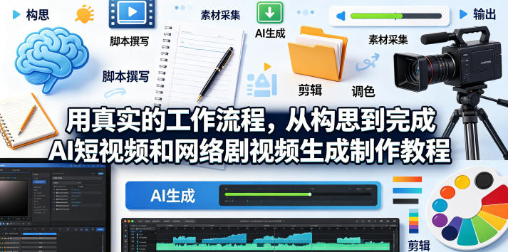 用真实的工作流程，从构思到完成AI短视频和网络剧视频生成制作教程-中英字幕-dabaowz