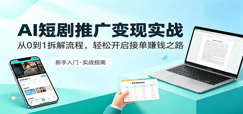 AI短剧推广变现实战：从0到1拆解流程，轻松开启接单赚钱之路-dabaowz