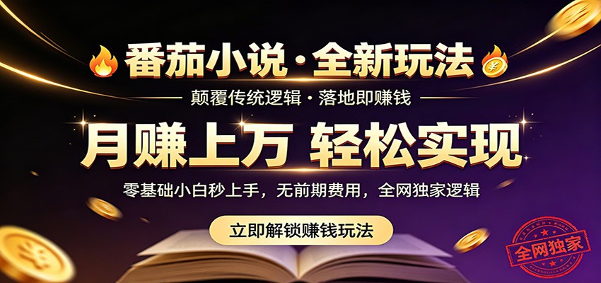 番茄小说5月最新独家玩法，稳定落地实测月入过万！-dabaowz