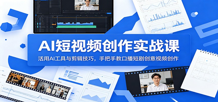 AI短视频创作实战课：活用AI工具与剪辑技巧，手把手教口播短剧创意视频创作-dabaowz