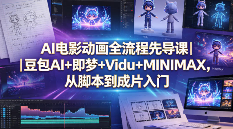 AI电影动画全流程先导课｜豆包AI+即梦+Vidu+MINIMAX，从脚本到成片入门-dabaowz