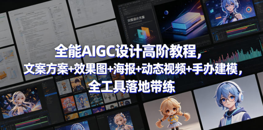 全能AIGC设计高阶教程，文案方案+效果图+海报+动态视频+手办建模，全工具落地带练-dabaowz
