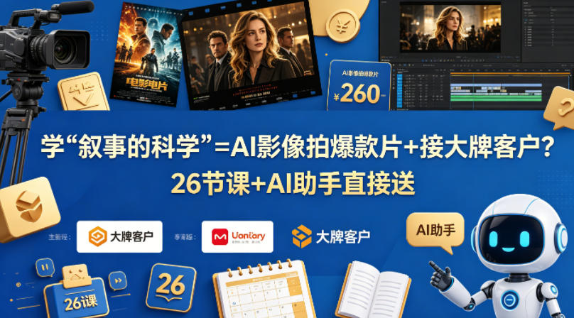 学《叙事的科学》=AI影像拍爆款片+接大牌客户？26节课+AI助手直接送【原创双语字幕】-dabaowz