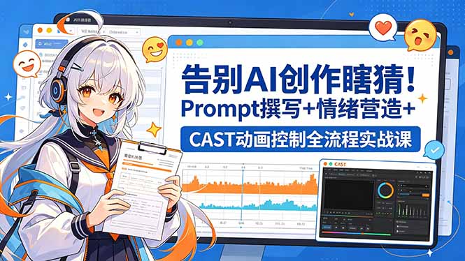 告别AI创作瞎猜！Prompt撰写+情绪营造+CAST动画控制全流程实战课-dabaowz