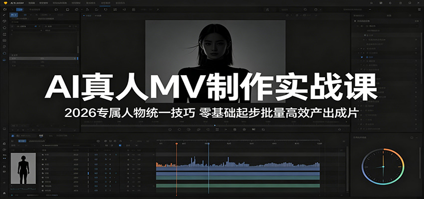 AI真人MV制作实战课：2026专属人物统一技巧，零基础起步批量高效产出成片-dabaowz