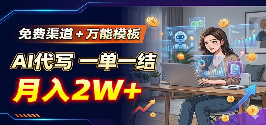 免费渠道+万能模板，AI代写一单一结，月入2W+-dabaowz