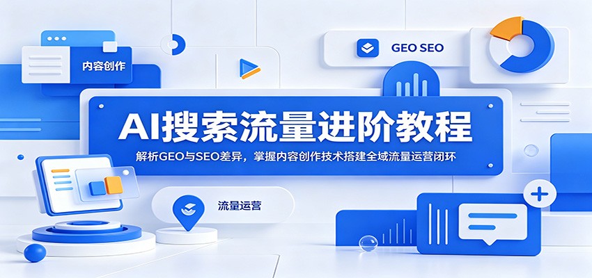 AI搜索流量进阶教程：解析GEO与SEO差异，掌握内容创作技术搭建全域流量运营闭环-dabaowz