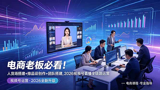 电商老板必看！人货场搭建+排品设计+素材创作+团队搭建，2026视频号直播全链路运营-dabaowz