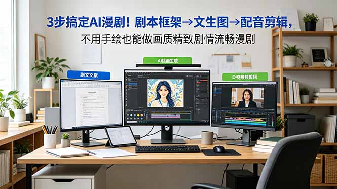 3步搞定AI漫剧！剧本框架→文生图→配音剪辑，不用手绘也能做画质精致剧情流畅漫剧-dabaowz