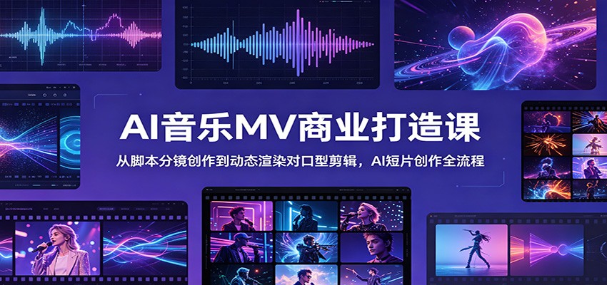 AI音乐MV商业打造课：从脚本分镜创作到动态渲染对口型剪辑，AI短片创作全流程-dabaowz