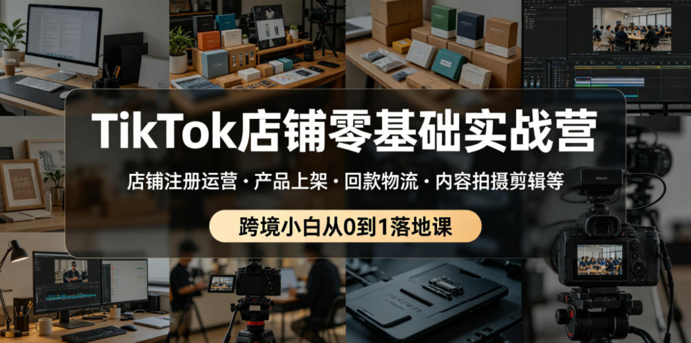 TikTok店铺零基础实战营，店铺注册运营・产品上架・回款物流・内容拍摄剪辑等 ，跨境小白从0到1落地课-dabaowz