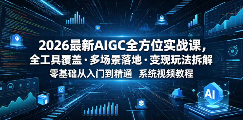 2026最新AIGC全方位实战课，全工具覆盖・多场景落地・变现玩法拆解，零基础从入门到精通系统视频教程-dabaowz