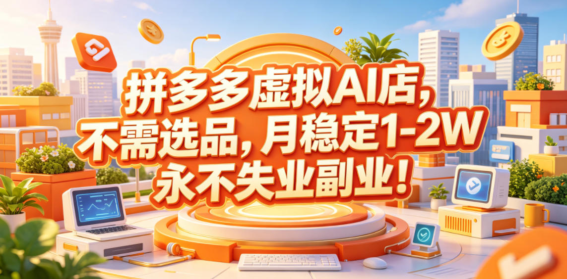 拼多多虚拟AI店，不需选品，月稳定1-2W，永不失业副业！【揭秘】-dabaowz