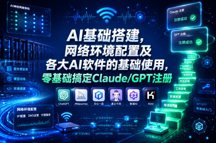 AI基础搭建，网络环境配置及各大AI软件的基础使用，零基础搞定Claude/GPT注册-dabaowz