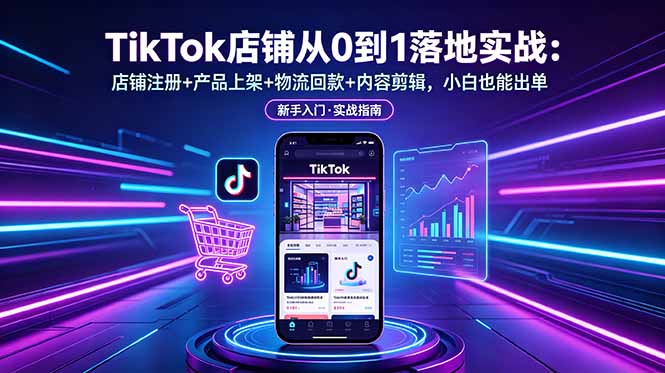 TikTok店铺从0到1落地实战：店铺注册+产品上架+物流回款+内容剪辑，小白也能出单-dabaowz