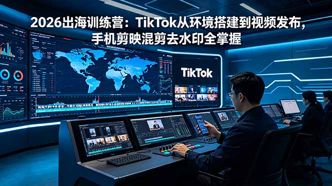 2026出海训练营：TikTok从环境搭建到视频发布，手机剪映混剪去水印全掌握-dabaowz
