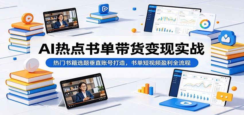 AI热点书单带货变现实战：热门书籍选题垂直账号打造，书单短视频盈利全流程-dabaowz