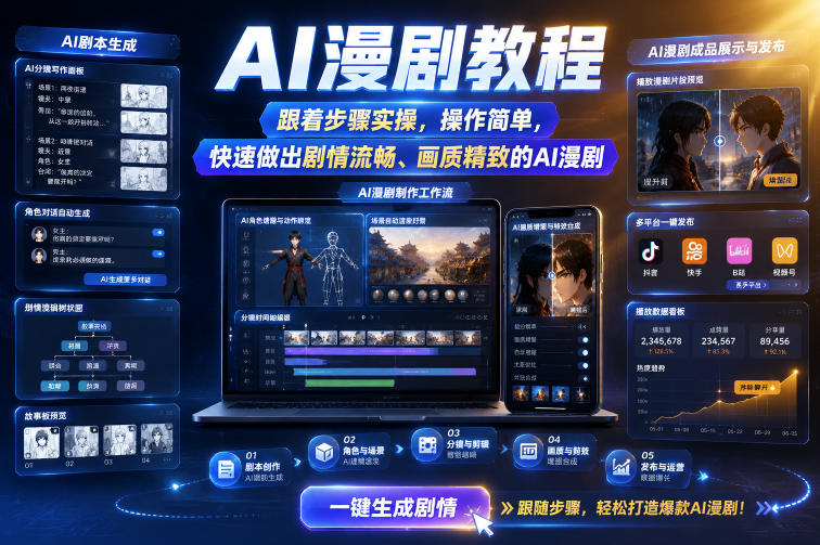 AI漫剧教程，跟着步骤实操，操作简单，快速做出剧情流畅、画质精致的AI漫剧-dabaowz