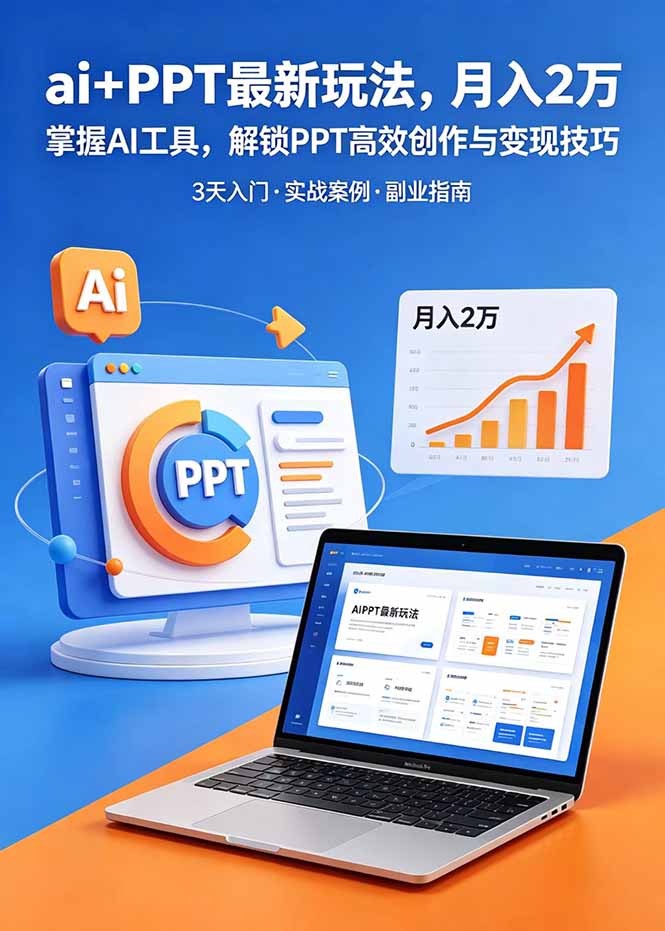 ai+PPT最新玩法，月入2万掌握AI工具，解锁PPT高效创作与变现技巧3天入门，实战案例·副业指南-dabaowz