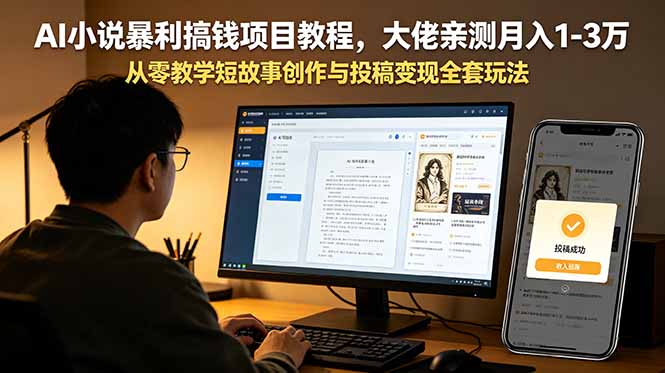 AI小说暴利搞钱项目教程，大佬亲测月入1-3万，从零教学短故事创作与投稿变现全套玩法-dabaowz
