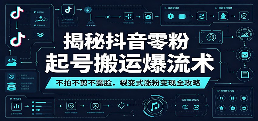 揭秘抖音零粉起号搬运爆流术：不拍不剪不露脸，裂变式涨粉变现全攻略-dabaowz