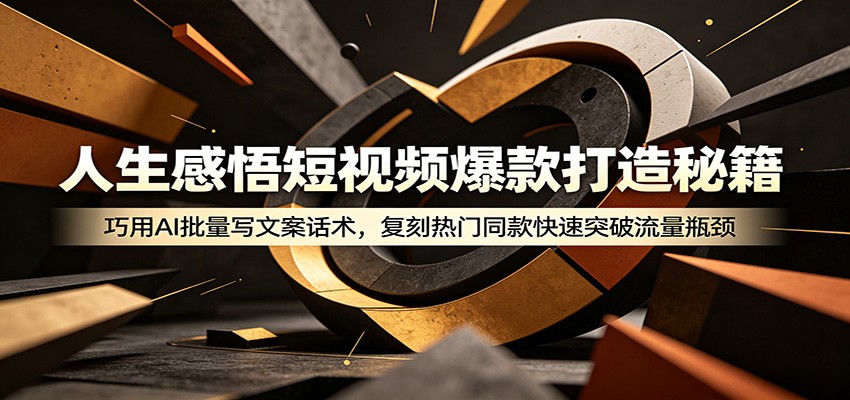 人生感悟短视频爆款打造秘籍：巧用A 批量写文案话术，复刻热门同款快速突破流量瓶颈-dabaowz