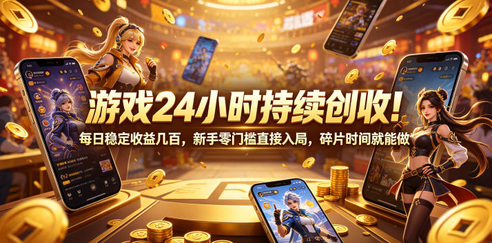 游戏24小时持续创收！每日稳定收益几百，新手零门槛直接入局，碎片时间就能做【揭秘】-dabaowz