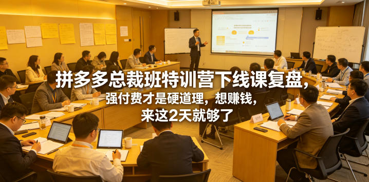 拼多多总裁班特训营下线课复盘，强付费才是硬道理，想賺钱，来这2天就够了-dabaowz