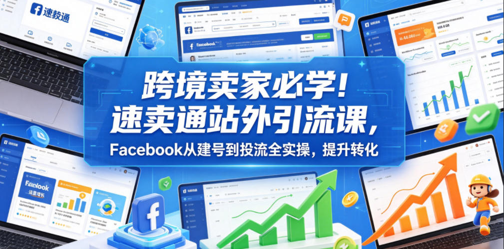 跨境卖家必学！速卖通站外引流课，Facebook从建号到投流全实操，提升转化-dabaowz