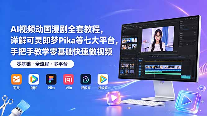 AI视频动画漫剧全套教程，详解可灵即梦Pika等七大平台，手把手教学零基础快速做视频-dabaowz