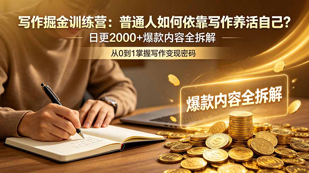写作掘金训练营：普通人如何依靠写作养活自己？日更2000+爆款内容全拆解-dabaowz