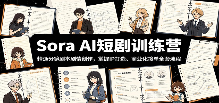 Sora AI短剧训练营：精通分镜剧本剧情创作，掌握IP打造、商业化接单全套流程-dabaowz