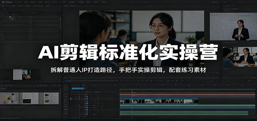 AI剪辑标准化实操营：拆解普通人IP打造路径，手把手实操剪辑，配套练习素材-dabaowz