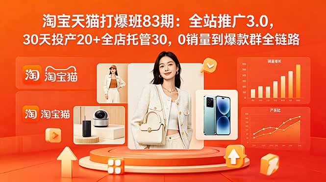 2026淘宝天猫打爆班83期：全站推广3.0，30天投产20+全店托管30，0销量到爆款群全链路-dabaowz