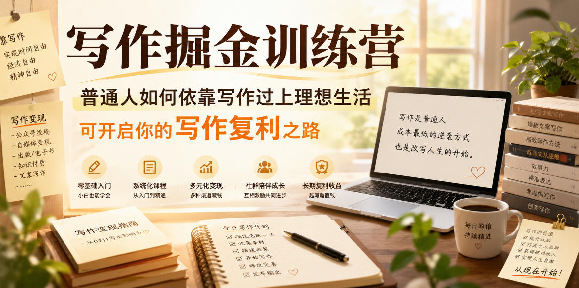 写作掘金训练营，普通人如何依靠写作过上理想生活，可开启你的写作复利之路(更新6月)-dabaowz