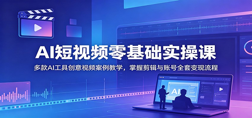 AI短视频零基础实操课：多款AI工具创意视频案例教学，掌握剪辑与账号全套变现流程-dabaowz