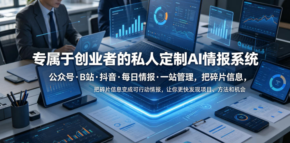 专属于创业者的私人定制AI情报系统，公众号·B站·抖音·每日情报·一站管理，把碎片信息变成可行动情报，让你更快发现项目、方法和机会-dabaowz