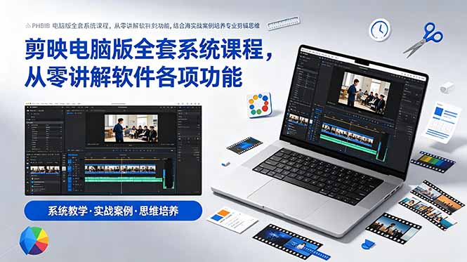 剪映电脑版全套系统课程，从零讲解软件各项功能，结合海量实战案例培养专业剪辑思维-dabaowz